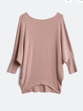 Jolie Lightweight Scoop Neck Dolman Sweater in Dusty Pink